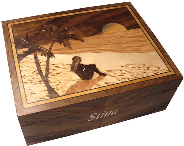 Box with marquetry decoration