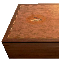 Fly-tying box with marquetry inlay
