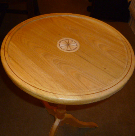 Wine table with marquetry inlay