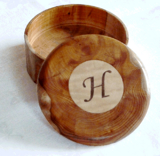 Turned box with initial inlay