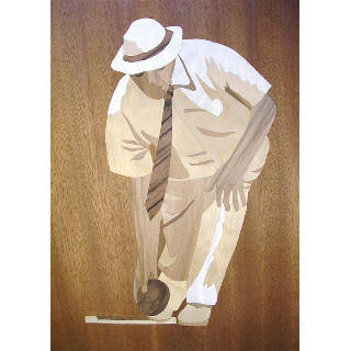 marquetry picture of a bowler