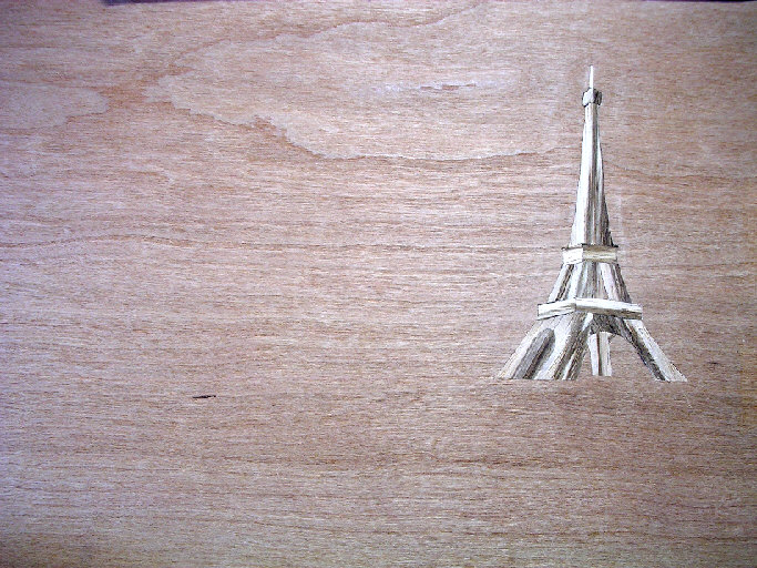 Veneer with Eiffel Tower motif