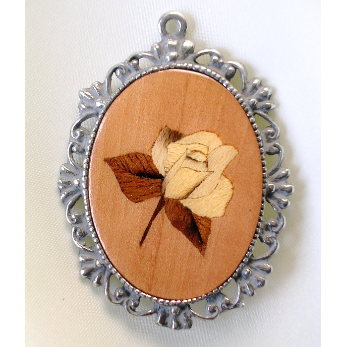 Marquetry Pendant in silver mount
