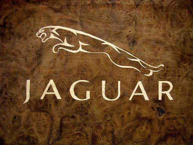 Jaguar logo in marquetry